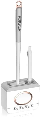 Aokala Toilet Bowl Cleaning Set - Silicone Brush with Holder Light Gray 1