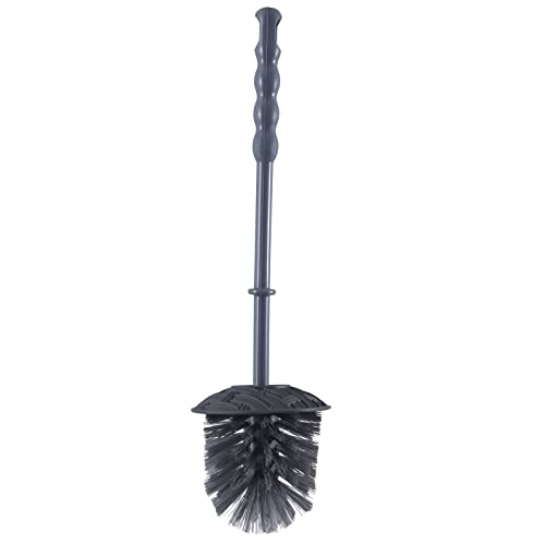 Superio Wicker Style Toilet Bowl Brush and Holder - Onyx Grey