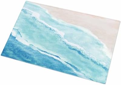 Summer Ocean Bath Rug - Blue Gradient Shaggy Non-Slip Floor Mat