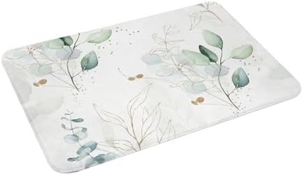 Boho Leaf Bath Mat 16x24in Non-Slip Absorbent Rug