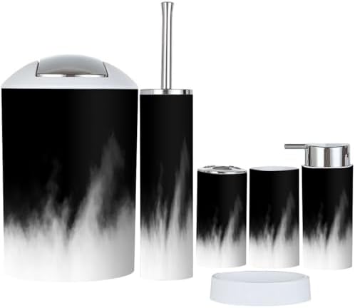 Boho Black Bathroom Accessory Set 6 Piece