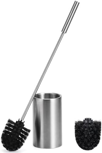 Stainless Steel Toilet Brush Set with 2 Heads and Holder 1