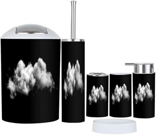 Boho Cloud Black Bathroom Accessory Set 6 Piece