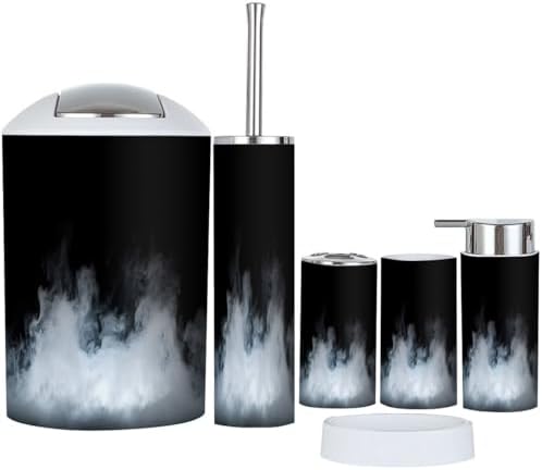 Boho Fog Black 6-Piece Bathroom Accessories Set