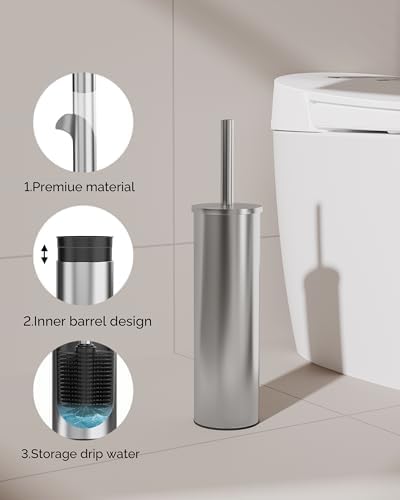 WZKALY Toilet Brush and Holder Set Brushed Nickel