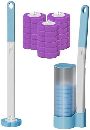 JUDEWY Toilet Brush Holder Set with 18 Refills Purple