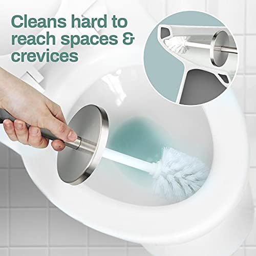 Home Intuition Chrome Stainless Steel Toilet Brush Holder Set 2 Pack
