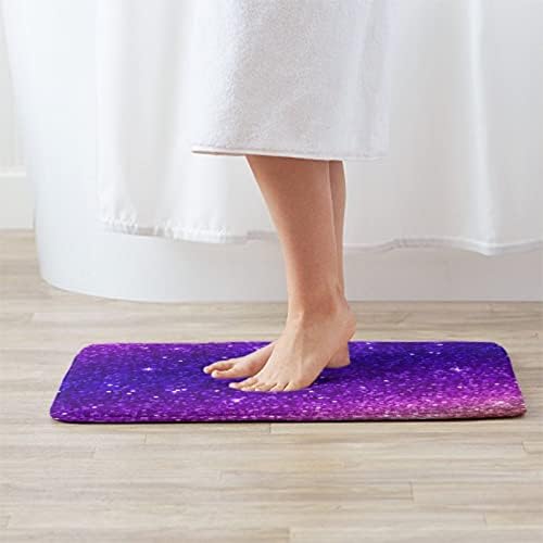 MZERSE Absorbent Memory Foam Bath Rug with Purple Glitter Pattern