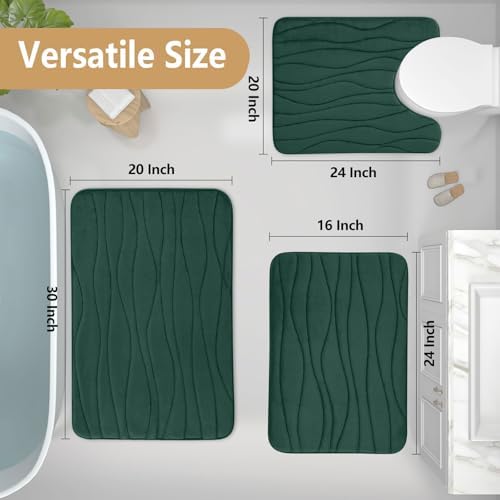 Buganda Memory Foam Bath Rug 24x16 Dark Green