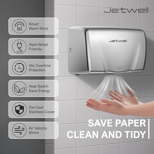 JETWELL 2Pack Compact Hand Dryer with Heating