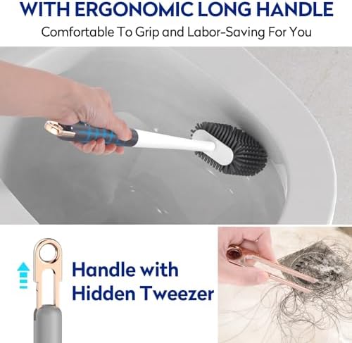 Aokala Toilet Bowl Cleaning Set - Silicone Brush with Holder Light Gray 1