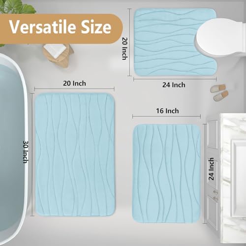 Buganda Memory Foam Sky Blue Bath Rug 36x24 1
