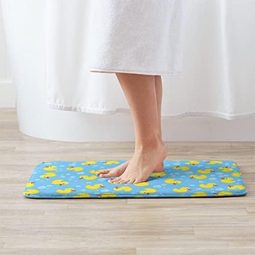 MZERSE Washable Bathroom Rugs with Funny Blue Bubbles and Yellow Rubber Ducks