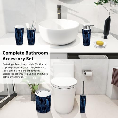 Boho Dark Blue Bathroom Accessory Set 6 Piece