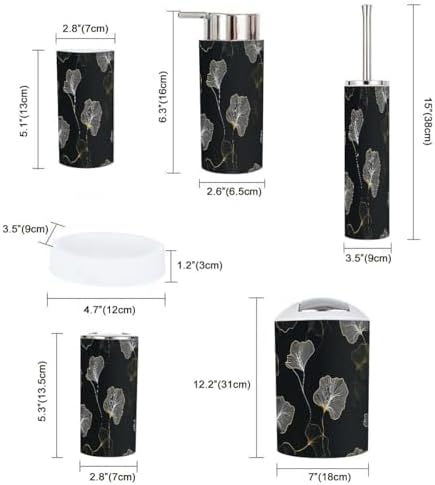 Boho Ginkgo Leaf Bathroom Accessories 6 Piece Set