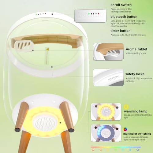 ORZDOTMN 20L Towel Warmer with Bluetooth Mood Lights
