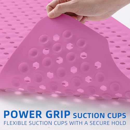 ZHICHENG Non-Slip Bath Mat 39x16 Inch with Suction Cups