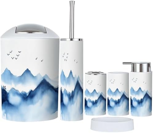 Boho Style 6 Piece Bathroom Accessory Set