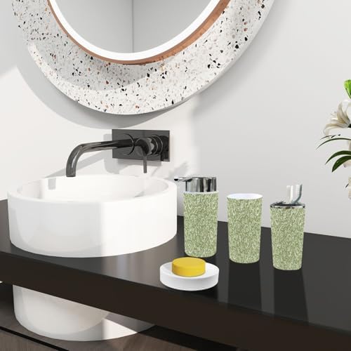 TRANQDEHOM 6-Piece Boho Floral Bathroom Accessory Set