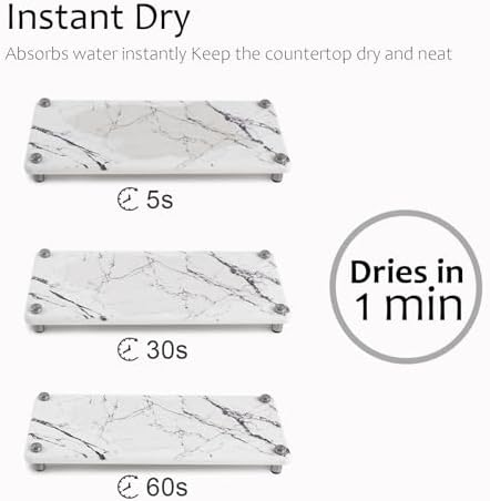 Stone Sink Caddy with Marble Pattern Diatomaceous Earth Tray for Kitchen Bathroom
