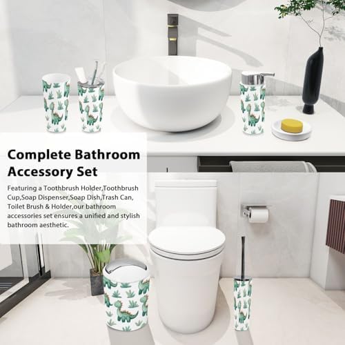 Boho Cartoon Dinosaur Bathroom Accessories Set 6 Piece