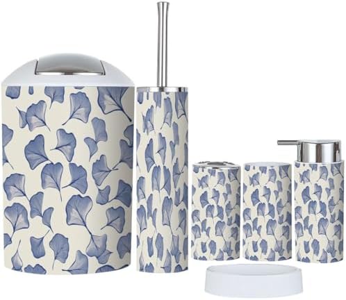 Boho Ginkgo Leaf 6-Piece Bathroom Accessory Set
