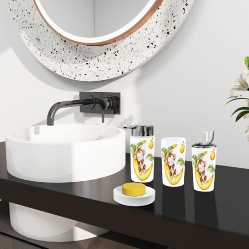 Boho Cute Cartoon Monkey Bathroom Accessory Set 6 Piece