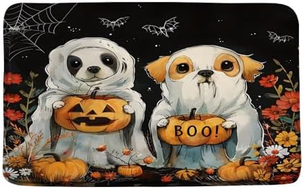 Halloween Bath Mat Scary Pumpkin Ghost Memory Foam 16X24 Inch