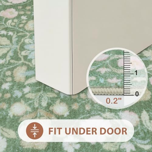 Uphome Green Boho Floral Bath Rug 18x47 inch 1