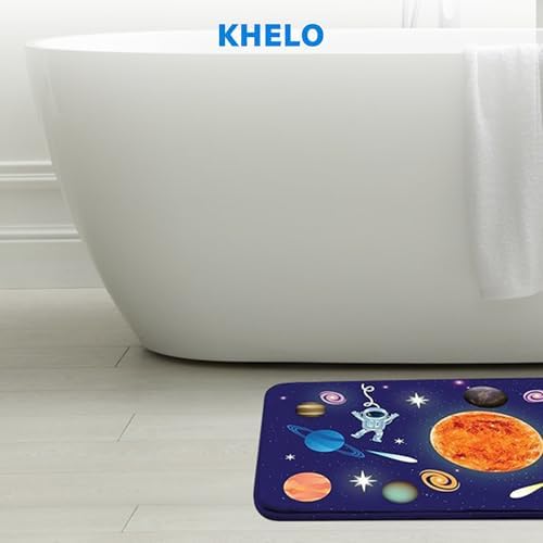 Khelo Kids Space Bath Mat - 17x24 Inch Astronaut Solar System Rug