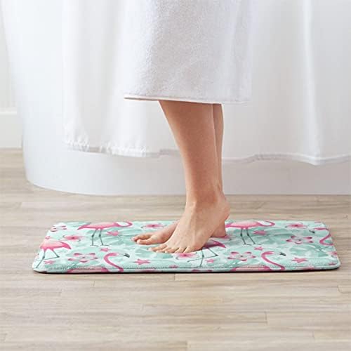 MZERSE Water Absorbent Memory Foam Bath Rug with Flamingo Design