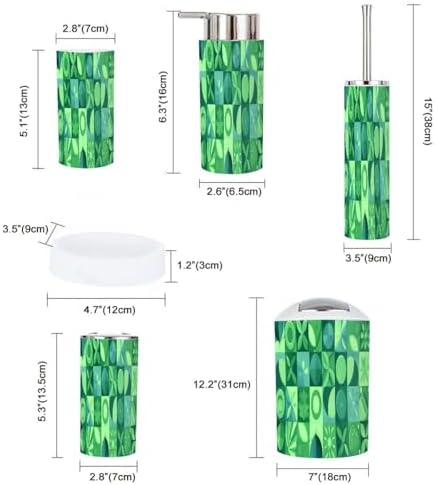 Boho Green Bathroom Accessory Set 6 Piece