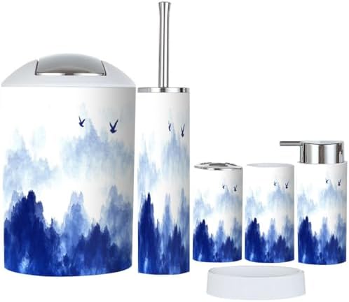 Boho Flock Birds Bathroom Accessory Set 6 Piece