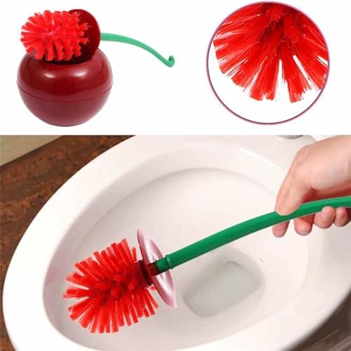 DRAMLOR Cherry Toilet Brush and Holder Set