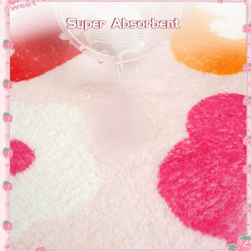Cute Strawberry Flower Bath Mat Non-Slip Pink Bathroom Rug
