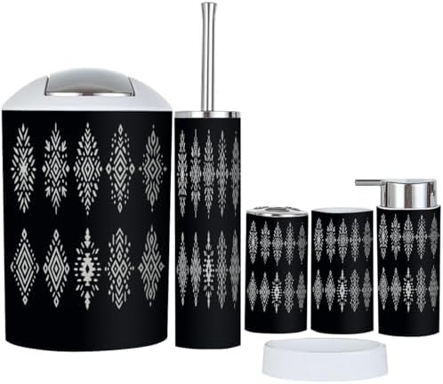 Boho Aztec Bathroom Accessory Set 6 Piece