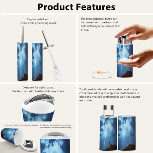 Boho Bathroom Accessories Set 6 Piece Modern