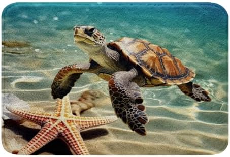 Jejeloiu 3D Sea Turtle Bath Rug 16x24 Inch Non-Slip Kids Ocean Mat