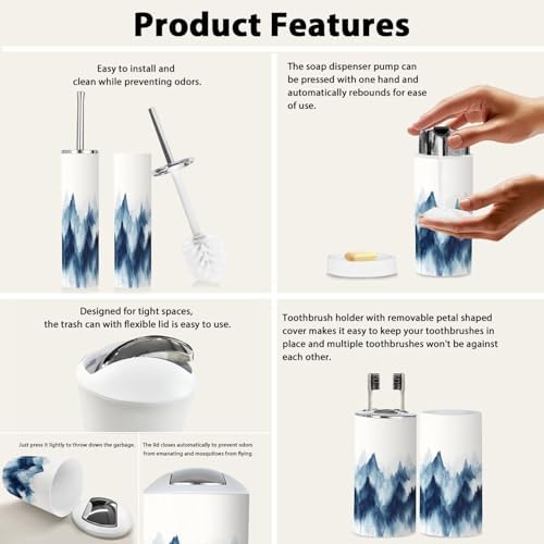 TRANQDEHOM 6-Piece Boho Chinese Style Bathroom Accessory Set