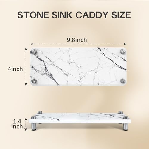 Stone Sink Caddy with Marble Pattern Diatomaceous Earth Tray for Kitchen Bathroom