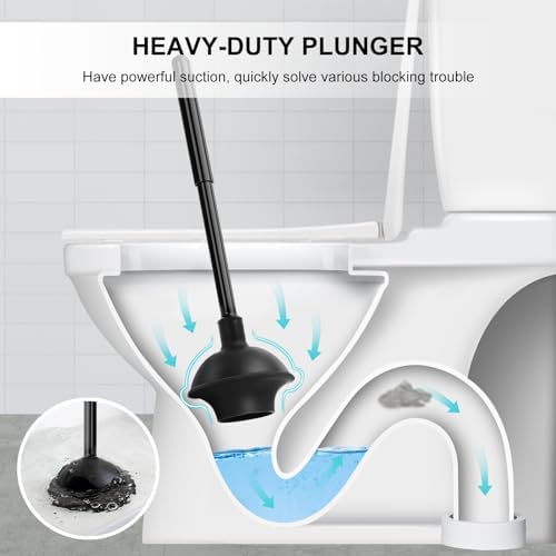 SetSail Toilet Brush and Plunger Set with Automatic Lid