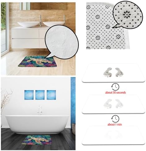 Turtle Bath Mat Blue Ocean Sea Animal Bathroom Rug 18X30Inch