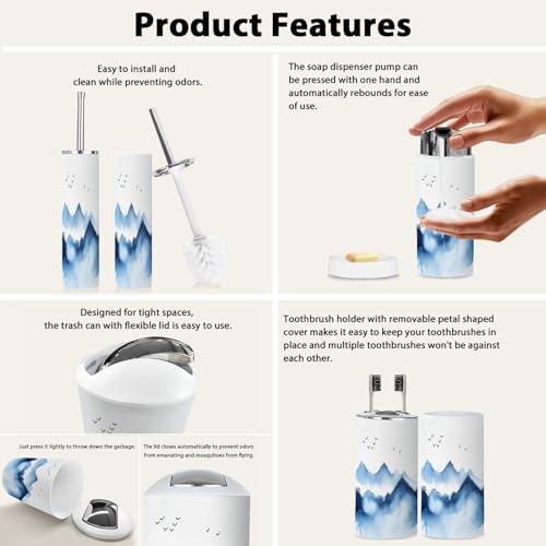 Boho Style 6 Piece Bathroom Accessory Set