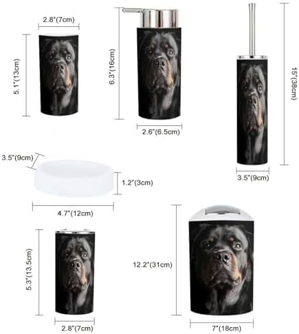 Boho Rottweiler Bathroom Accessory Set 6 Piece