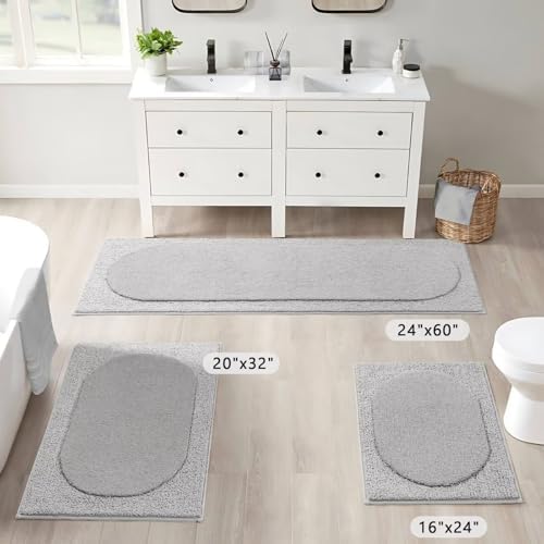DEXDE 30x20 Bathroom Rug Gray Ultra Soft Absorbent