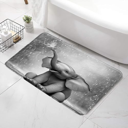 SATRTUD Funny Elephant Bath Mat Grey 1