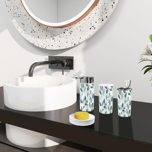 Boho Bathroom Accessory Set 6 Piece Mint Green 1