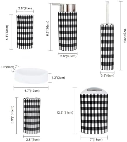 Boho Plaid Scottish Pattern 6-Piece Bathroom Accessory Set