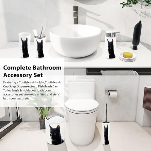 Boho Cat Silhouette Bathroom Accessories Set 6 Piece