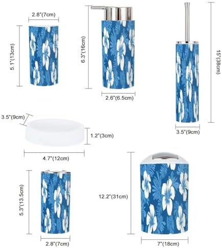 Boho Hibiscus Bathroom Accessory Set 6 Piece